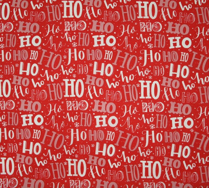 Festive Christmas Ho Ho Ho Printed Poly Cotton Fabric Polycotton 45"