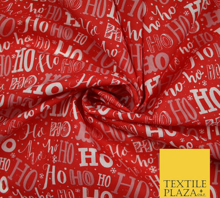 Festive Christmas Ho Ho Ho Printed Poly Cotton Fabric Polycotton 45"