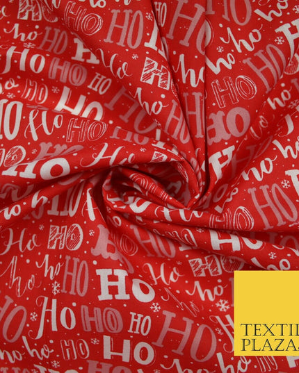 Festive Christmas Ho Ho Ho Printed Poly Cotton Fabric Polycotton 45"