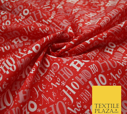 Festive Christmas Ho Ho Ho Printed Poly Cotton Fabric Polycotton 45"
