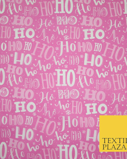 Festive Christmas Ho Ho Ho Printed Poly Cotton Fabric Polycotton 45"