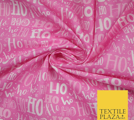 Festive Christmas Ho Ho Ho Printed Poly Cotton Fabric Polycotton 45"