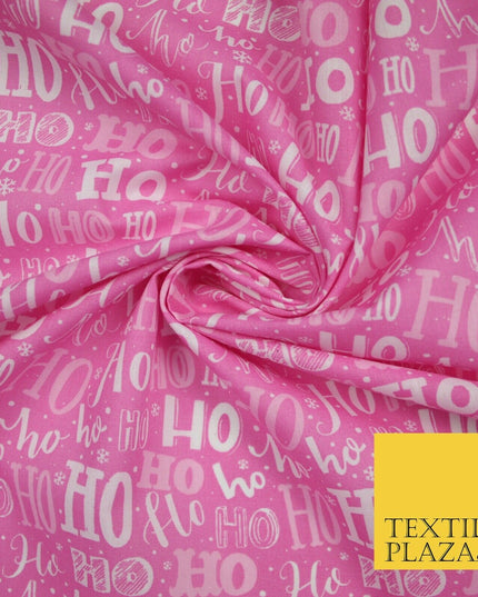 Festive Christmas Ho Ho Ho Printed Poly Cotton Fabric Polycotton 45"
