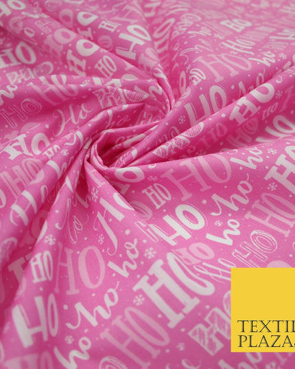 Festive Christmas Ho Ho Ho Printed Poly Cotton Fabric Polycotton 45"