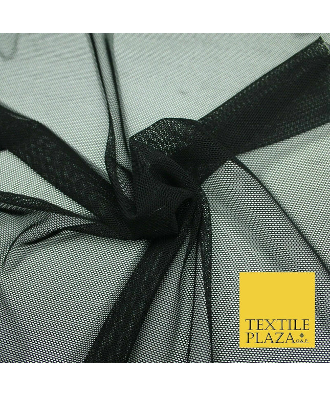 BULK ROLL - BLACK 4Way Stretch Power Mesh Net Fabric Lingerie Costume Dance160cm