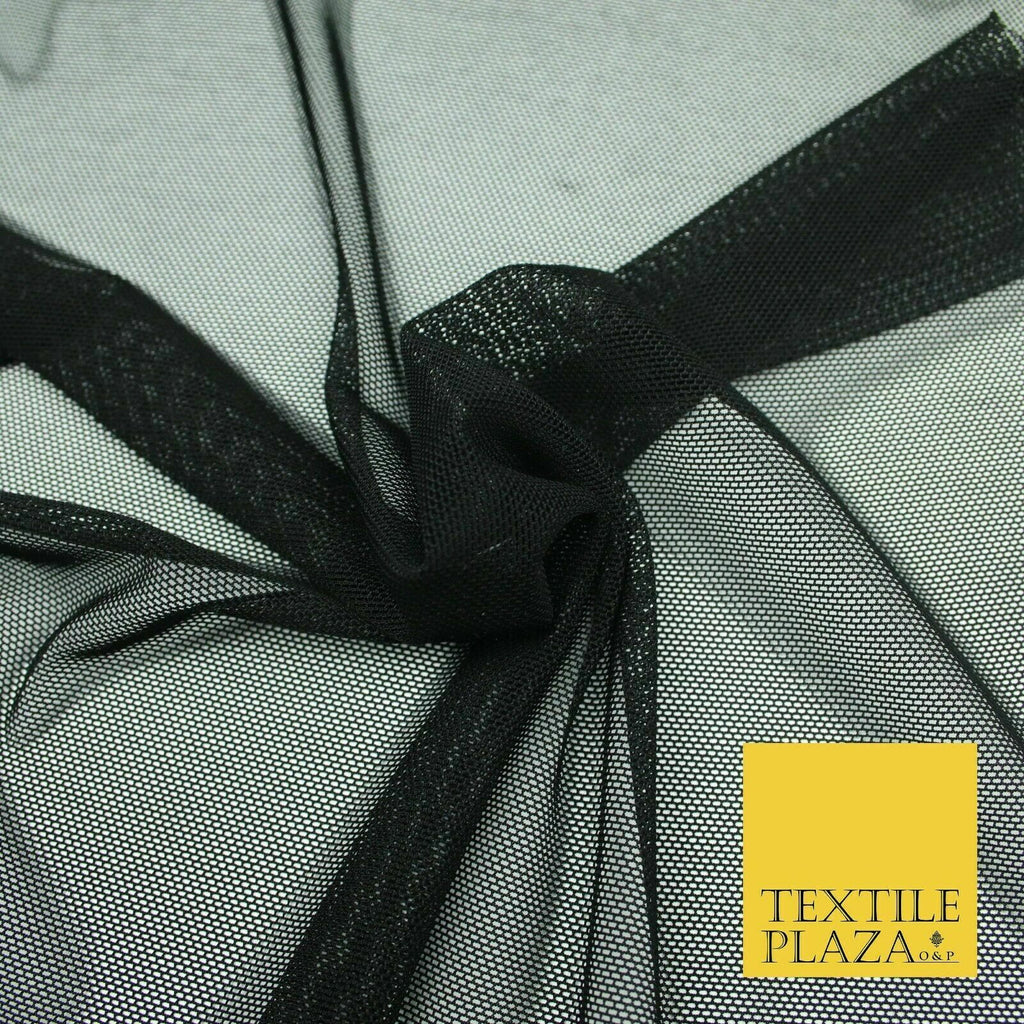 BULK ROLL - BLACK 4Way Stretch Power Mesh Net Fabric Lingerie Costume Dance160cm