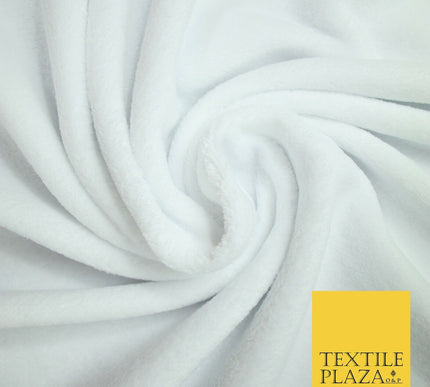 WHITE Super Soft Plain Cuddle Fleece Double Sided Fabric Christmas - 58" 6394