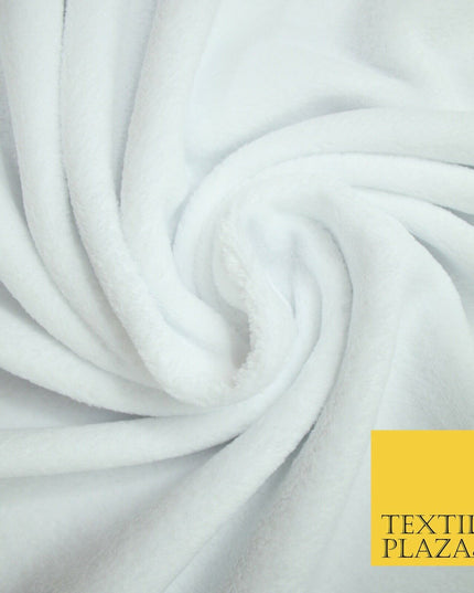 WHITE Super Soft Plain Cuddle Fleece Double Sided Fabric Christmas - 58" 6394