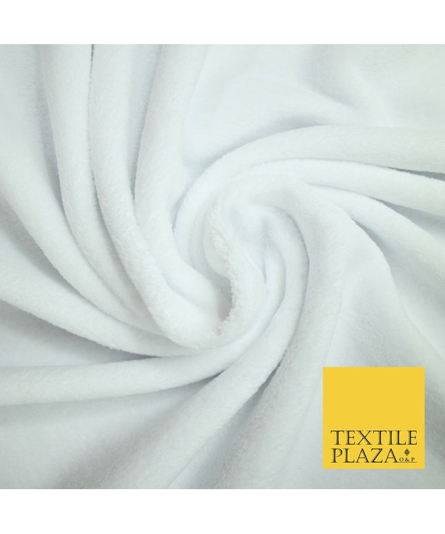 WHITE Super Soft Plain Cuddle Fleece Double Sided Fabric Christmas - 58" 6394