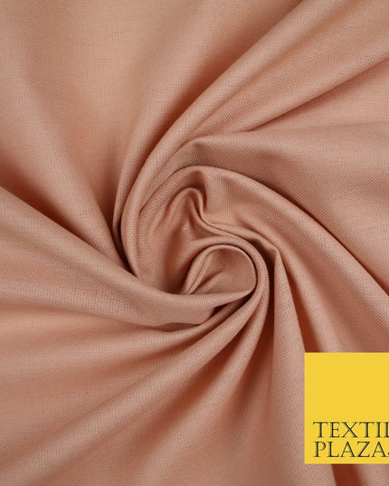 Dull Peach Luxury Plain Cotton Linen Fabric - Quilting Sheeting Craft 36" - 6386