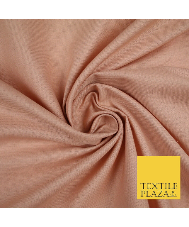 Dull Peach Luxury Plain Cotton Linen Fabric - Quilting Sheeting Craft 36" - 6386