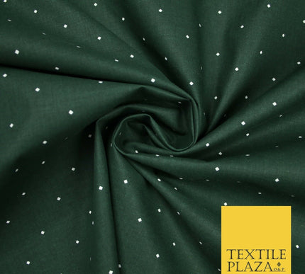 Forest Green / White Mini Diamond 100% COTTON Printed Fabric Craft 58" 6390