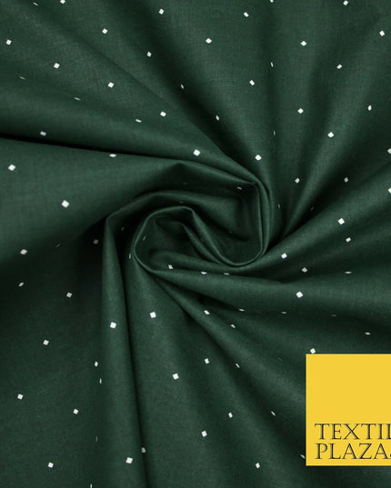 Forest Green / White Mini Diamond 100% COTTON Printed Fabric Craft 58" 6390