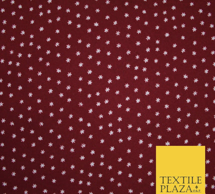 Maroon / White Millions Stars Printed Poly Cotton Fabric Polycotton Craft 6389
