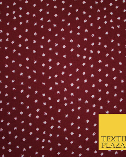 Maroon / White Millions Stars Printed Poly Cotton Fabric Polycotton Craft 6389