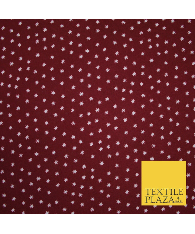 Maroon / White Millions Stars Printed Poly Cotton Fabric Polycotton Craft 6389