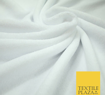 WHITE Super Soft Plain Cuddle Fleece Double Sided Fabric Christmas - 58" 6394