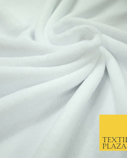 WHITE Super Soft Plain Cuddle Fleece Double Sided Fabric Christmas - 58" 6394