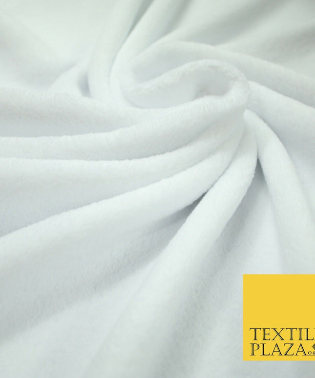 WHITE Super Soft Plain Cuddle Fleece Double Sided Fabric Christmas - 58" 6394