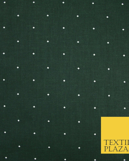 Forest Green / White Mini Diamond 100% COTTON Printed Fabric Craft 58" 6390