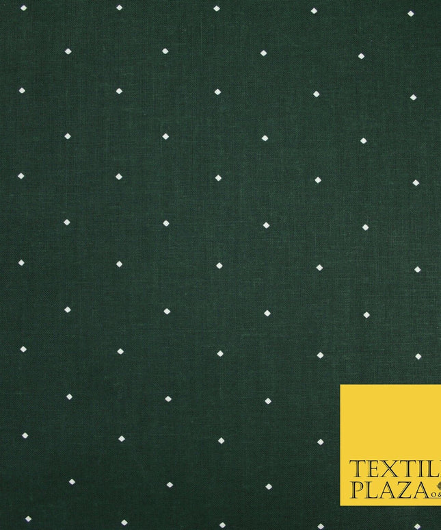Forest Green / White Mini Diamond 100% COTTON Printed Fabric Craft 58" 6390