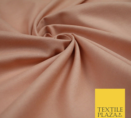 Dull Peach Luxury Plain Cotton Linen Fabric - Quilting Sheeting Craft 36" - 6386