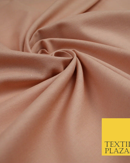 Dull Peach Luxury Plain Cotton Linen Fabric - Quilting Sheeting Craft 36" - 6386