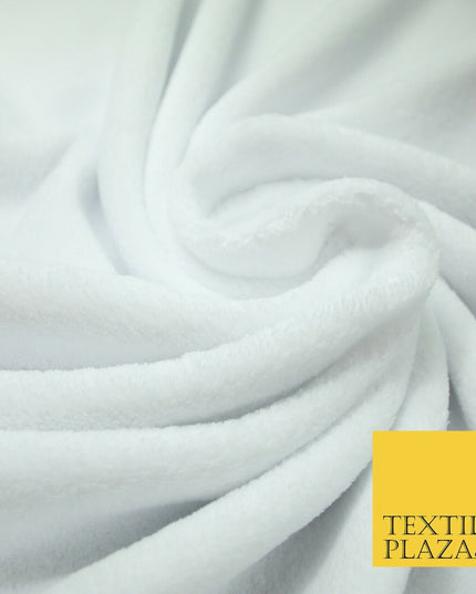 WHITE Super Soft Plain Cuddle Fleece Double Sided Fabric Christmas - 58" 6394
