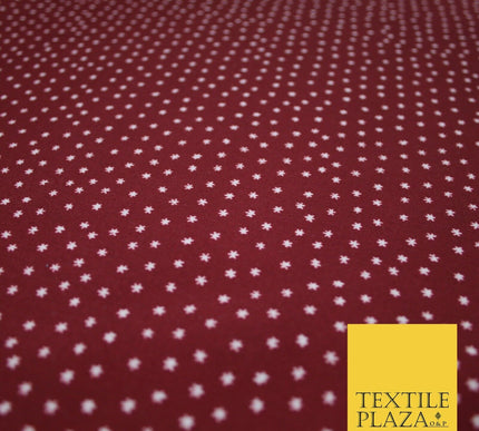 Maroon / White Millions Stars Printed Poly Cotton Fabric Polycotton Craft 6389