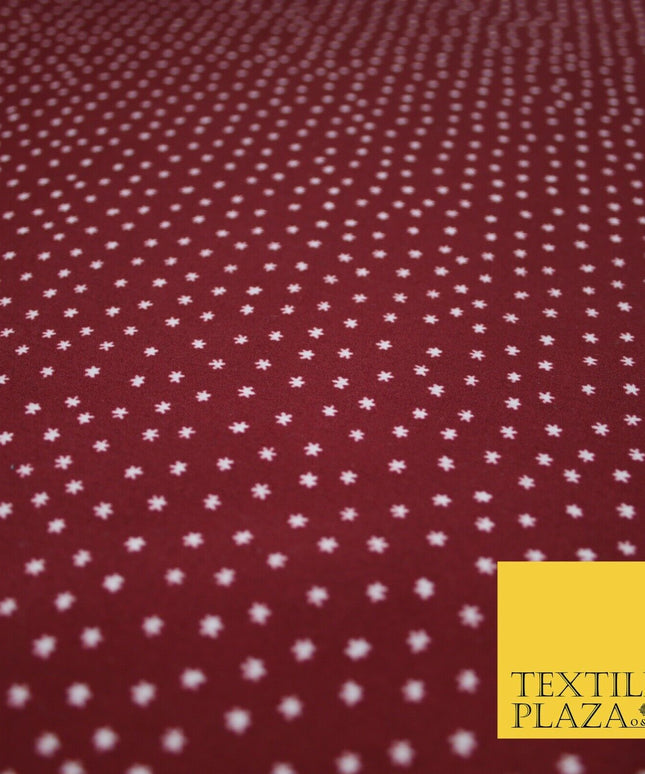 Maroon / White Millions Stars Printed Poly Cotton Fabric Polycotton Craft 6389