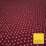 Maroon / White Millions Stars Printed Poly Cotton Fabric Polycotton Craft 6389