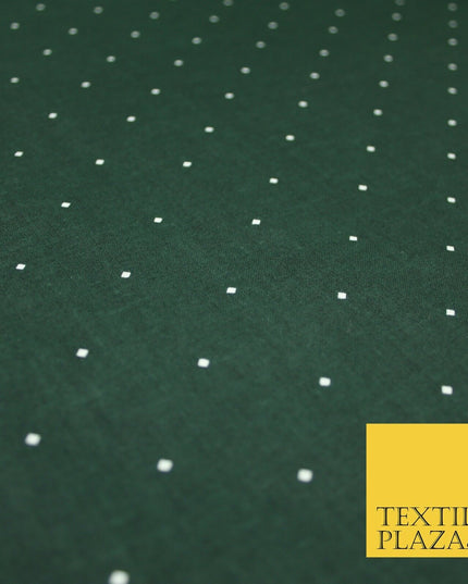 Forest Green / White Mini Diamond 100% COTTON Printed Fabric Craft 58" 6390