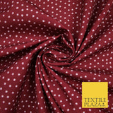 Maroon / White Millions Stars Printed Poly Cotton Fabric Polycotton Craft 6389