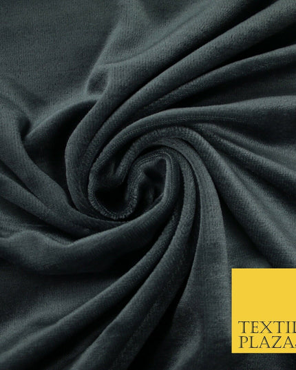 10 COLOURS - Soft Plain Velvet Velour Fabric Stretch Spandex Material - 65"