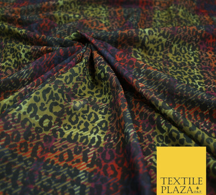 Colourful Plaid Tartan Leopard Animal Stretch Sheer Georgette Dress Fabric 6479