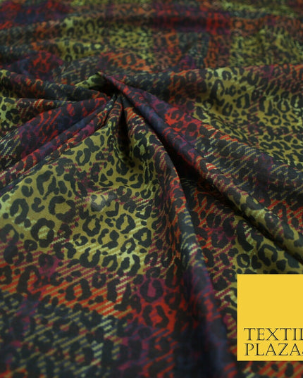 Colourful Plaid Tartan Leopard Animal Stretch Sheer Georgette Dress Fabric 6479