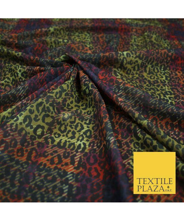 Colourful Plaid Tartan Leopard Animal Stretch Sheer Georgette Dress Fabric 6479