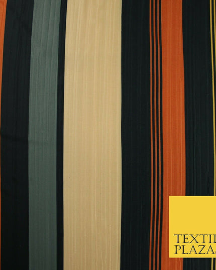 Multicolour Multi Striped Barcode Lines Printed Pleated Satin Jersey Fabric 6482