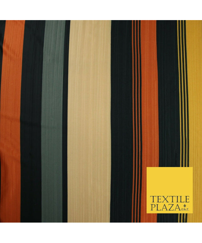 Multicolour Multi Striped Barcode Lines Printed Pleated Satin Jersey Fabric 6482