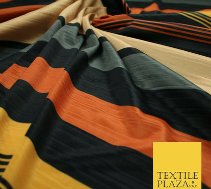 Multicolour Multi Striped Barcode Lines Printed Pleated Satin Jersey Fabric 6482