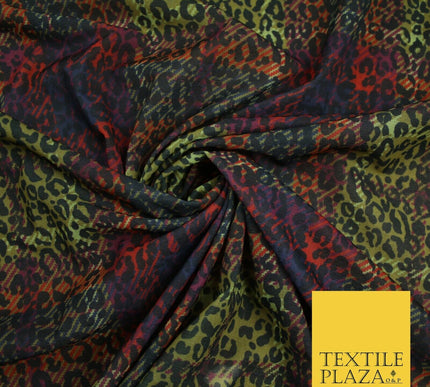 Colourful Plaid Tartan Leopard Animal Stretch Sheer Georgette Dress Fabric 6479