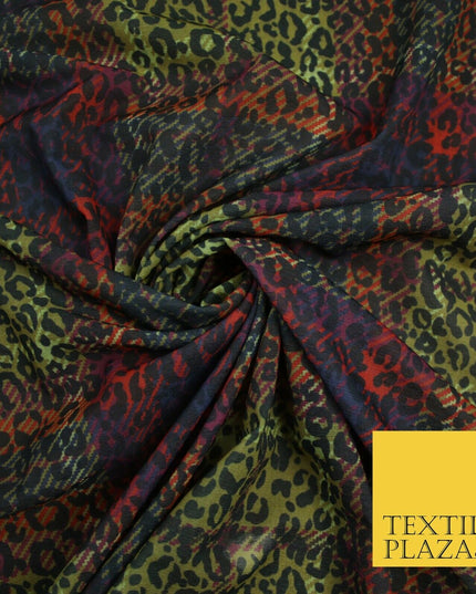 Colourful Plaid Tartan Leopard Animal Stretch Sheer Georgette Dress Fabric 6479