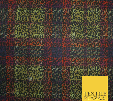 Colourful Plaid Tartan Leopard Animal Stretch Sheer Georgette Dress Fabric 6479