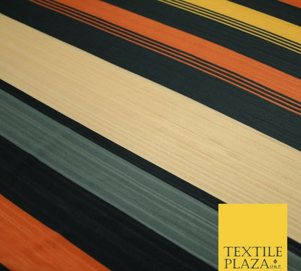 Multicolour Multi Striped Barcode Lines Printed Pleated Satin Jersey Fabric 6482