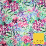 High Quality Tropical Floral Monstera Print Scuba Fabric Stretch Jersey 60" 6475