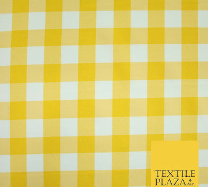 Yellow & White Gingham Check Bi-Stretch Panama Fabric Uniform Skirts 58" 6462