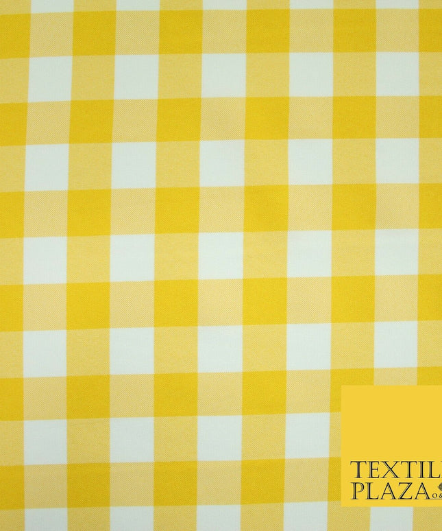 Yellow & White Gingham Check Bi-Stretch Panama Fabric Uniform Skirts 58" 6462
