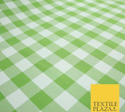 Green & White Gingham Check Bi-Stretch Panama Fabric Uniform Skirts 58" 6461