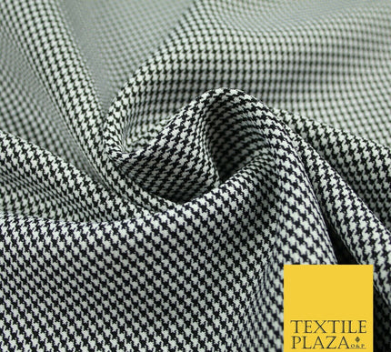 Black & White Woven Mini Check Suiting Fabric Dogtooth Uniform Skirts 58" 6503