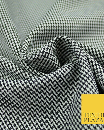 Black & White Woven Mini Check Suiting Fabric Dogtooth Uniform Skirts 58" 6503